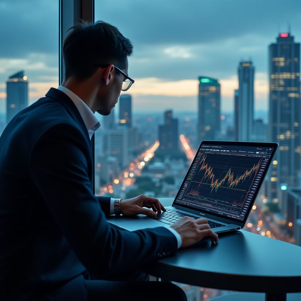 Profesional analizando gráficos de inversión en Argentina